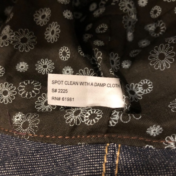 NWOT - Black Denim Bucket Hat with Blue Silk Flower Adornment - Picture 13 of 16